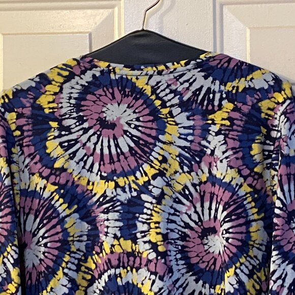 Lands'End Sz L 14/16 Women Knit Top Tunic Long Sleeve Multi Tie Dye Made in Peru - Picture 6 of 11